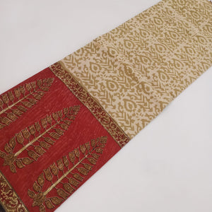 Bagru Hand Block Printed Pure Cotton Fabric with Big Border