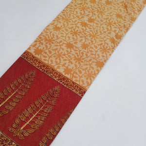 Bagru Hand Block Printed Pure Cotton Fabric with Big Border