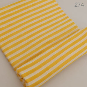 Yellow and Off white Sanganeri Hand Block Printed Pure Cotton Fabric with lines print