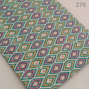 Yellow and Green Sanganeri Hand Block Printed Pure Cotton Fabric with abstract print
