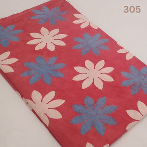 Blue and Red Dabu Hand Block Printed Pure Cotton Fabric with floral print