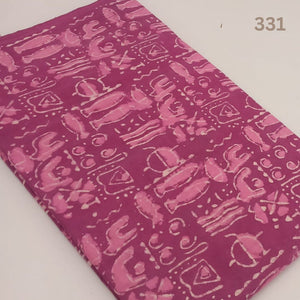 Pink Dabu Indigo Hand Block Printed Pure Cotton Fabric with animal print