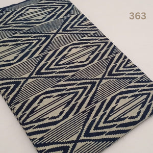 Blue and White Dabu Indigo Hand Block Printed Pure Cotton Fabric with abstract print 