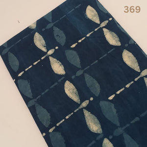 Blue and White Dabu Hand Block Printed Pure Cotton Fabric with dragonfly animal design