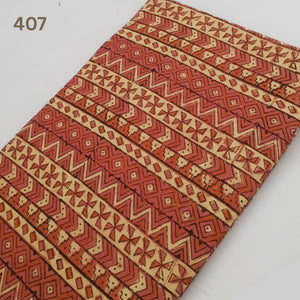 Red and Off white Premium Vanaspati Hand Block Printed Cotton Fabric with abstract print
