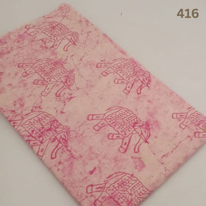 Pink Dabu Hand Block Printed Pure Cotton Fabric with elephant print