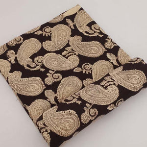 Black and Off White Bagru Dabu Hand Block Printed Cotton Fabric with paisley print