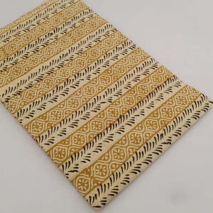 Yellow and off white Bagru Dabu Hand Block Printed Pure Cotton Fabric with floral print