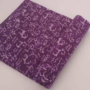 Purple Bagru Dabu Hand Block Printed Pure Cotton Fabric with animal print