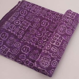 Purple Bagru Dabu Hand Block Printed Pure Cotton Fabric with abstract print