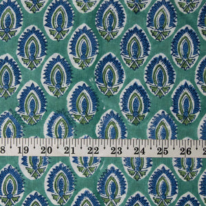 Precut 1 meter -Sanganeri Hand Block Printed Cotton Fabric