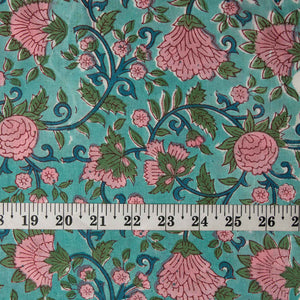 Precut 0.25 meters -Sanganeri Hand Block Printed Cotton Fabric