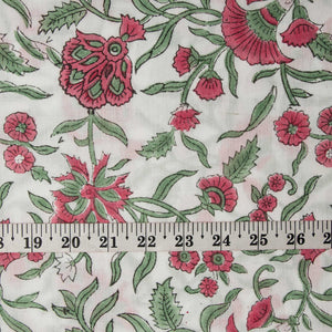 Precut 0.25meter - Sanganeri Hand Block Printed Cotton Fabric