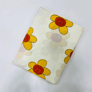 Yellow and Red Sanganeri Hand Block Printed Cotton Fabric with floral print