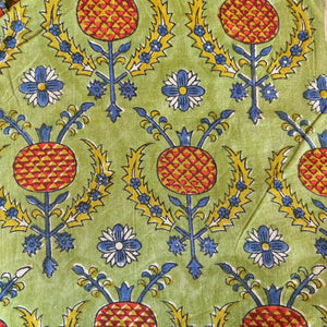 Precut 1 meter -Dabu Bagru Hand Block Printed Cotton Fabric