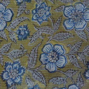 Precut 1 meter - Bagru Hand Block Kantha Printed Cotton Fabric