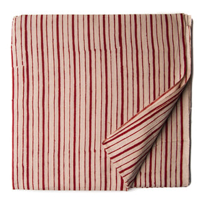 Precut 1 meter -Red & Off White Bagru Dabu Hand Block Printed Cotton Fabric