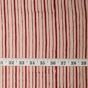 Precut 1 meter -Red & Off White Bagru Dabu Hand Block Printed Cotton Fabric