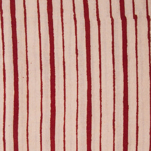 Precut 1 meter -Red & Off White Bagru Dabu Hand Block Printed Cotton Fabric