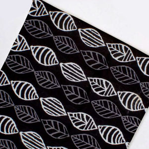 Black and White Dabu Hand Block Printed Pure Cotton Fabric with leaf print