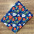 Blue and Orange Sanganeri Hand Block Printed Pure Cotton Fabric with floral print