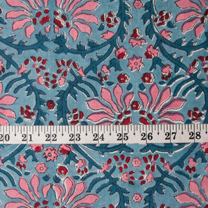 Precut 1 meter -Sanganeri Hand Block Printed Cotton Fabric