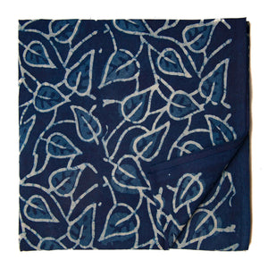 Blue and White Sanganeri Hand Block Printed Cotton Fabric with floral design