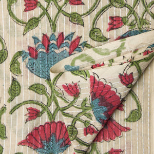 Precut 1 meter - Sanganeri Hand Block Printed Textured Cotton Fabric