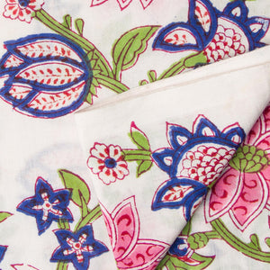 Precut 1 meter -Sanganeri Hand Block Printed Cotton Fabric