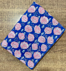 Pink and Purple Sanganeri Hand Block Printed Pure Cotton Fabric with floral print