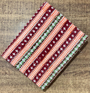 Green and Maroon Sanganeri Hand Block Printed Pure Cotton Fabric with floral print