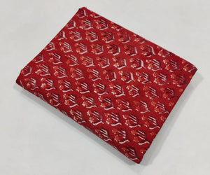 Red Sanganeri Hand Block Printed Cotton Fabric with floral design