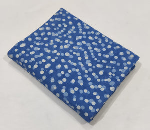 Blue and White Dabu Hand Block Printed Cotton Fabric with dots design