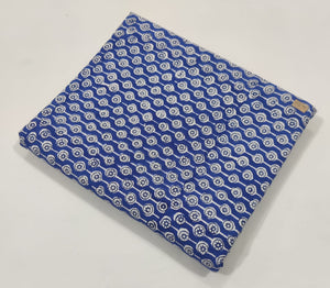 Blue and White Sanganeri Hand Block Printed Pure Cotton Fabric 60 x 60 thread count with abstract print