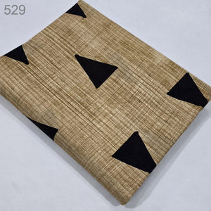 Yellow and Black Bagru Hand Block Printed Pure Cotton Fabric with triangle design