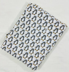 Grey and white Hand Block Printed Pure Cotton Fabric with bird print
