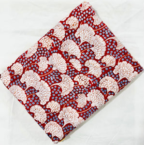 Red and White Sanganeri Hand Block Printed Pure Cotton Fabric with floral print