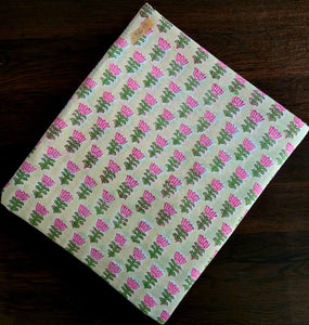 Pink and Green Sanganeri Hand Block Printed Pure Cotton Fabric with floral print