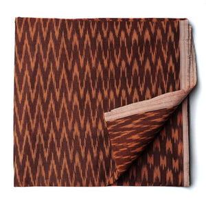 Precut 0.75 meters -Brown & Orange Ikat Pochampally Woven Cotton Fabric