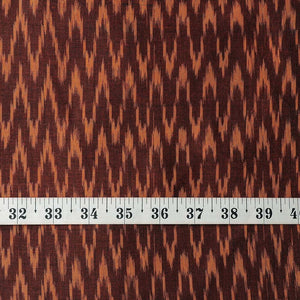 Precut 0.75 meters -Brown & Orange Ikat Pochampally Woven Cotton Fabric