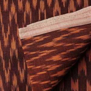 Precut 0.75 meters -Brown & Orange Ikat Pochampally Woven Cotton Fabric