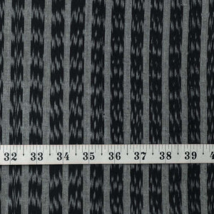 Precut 0.25 meters -Black & Grey Ikat Pochampally Woven Cotton Fabric