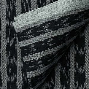 Precut 0.25 meters -Black & Grey Ikat Pochampally Woven Cotton Fabric