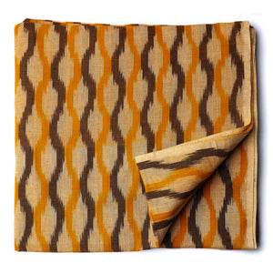 Precut 0.5 meters -Orange & Brown Ikat Pochampally Woven Cotton Fabric