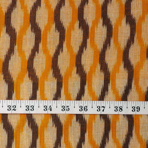 Precut 0.5 meters -Orange & Brown Ikat Pochampally Woven Cotton Fabric