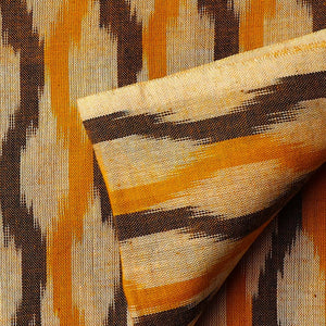 Precut 0.5 meters -Orange & Brown Ikat Pochampally Woven Cotton Fabric