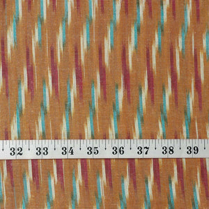 Precut 1 meter -Orange & Blue Ikat Pochampally Woven Cotton Fabric
