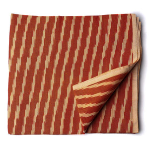 Precut 0.25 meters -Orange Ikat Pochampally Woven Cotton Fabric