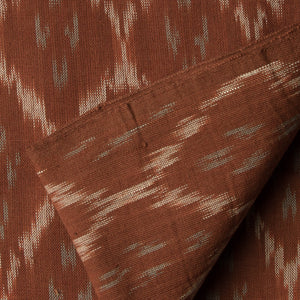 Precut 0.25 meters -Brown Mercerised Ikat Pochampally Woven Cotton Fabric