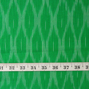 Precut 0.25 meters -Green Ikat Pochampally Woven Cotton Fabric